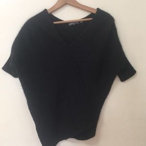 Short Sleeve Black Angora Sweater